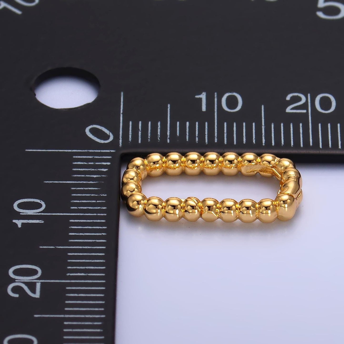 Dainty oval gold push gate ring 24k gold filled oval ball beaded ring charm holder enhanced link connector for jewelry making supply z1021