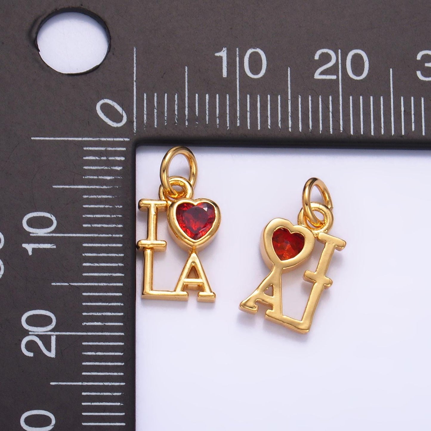 Mini red heart cz gold los angeles charm i love la minimalist jewelry micro cz pave la state sign travel pendants for necklace bracelet w322