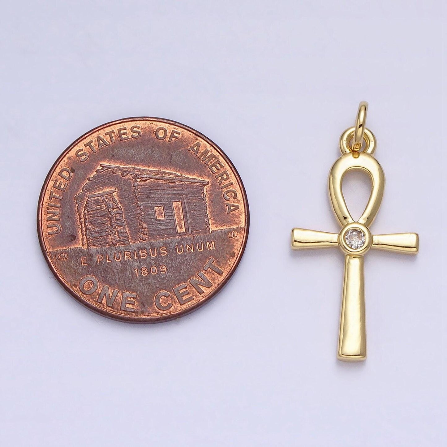 Dainty gold ankh symbol pendant charm, egyptian jewelry supply for diy necklace making, the key of life ac589