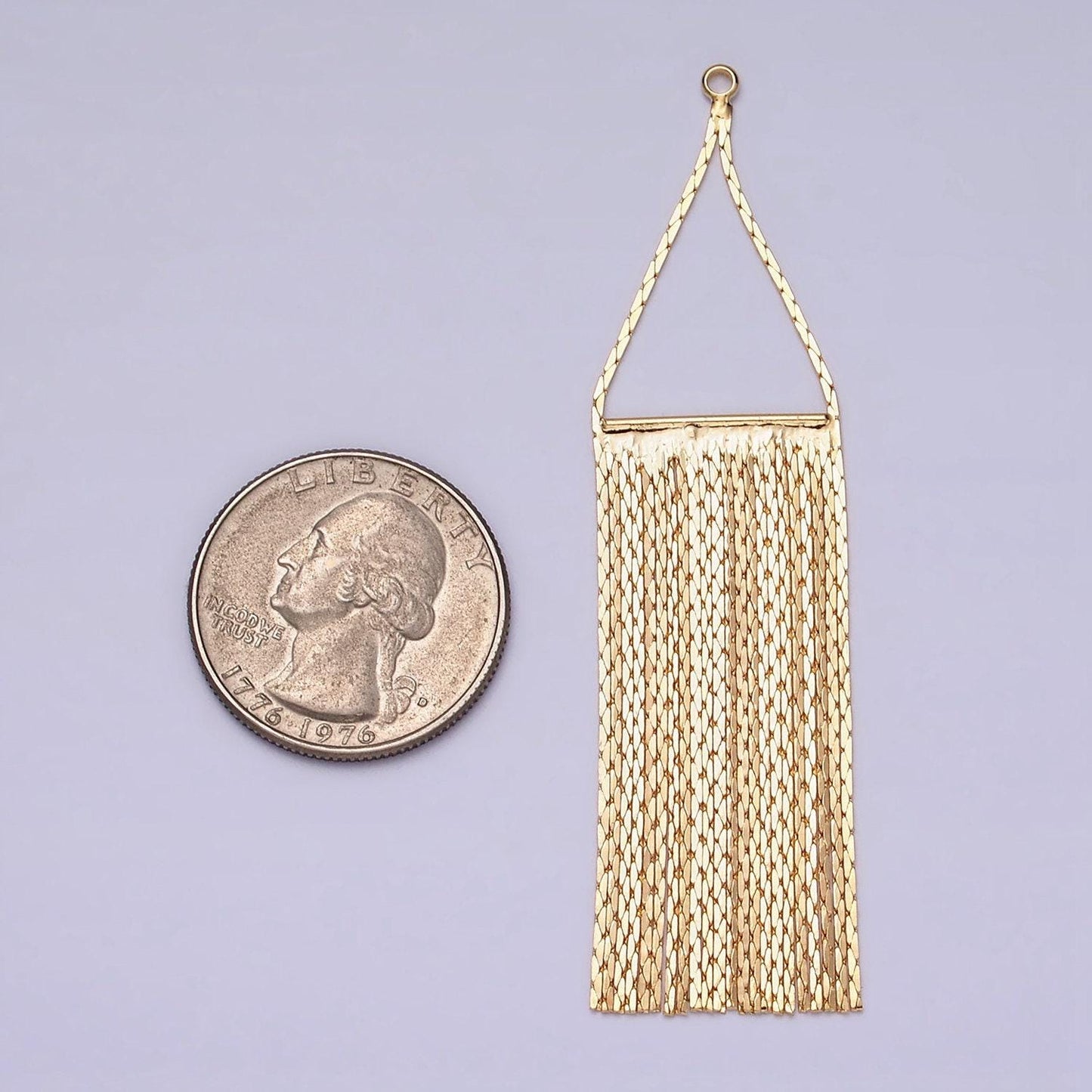 1 piece gold 75mm multiple box chain rectangular tassel charm jewelry making supply | z932