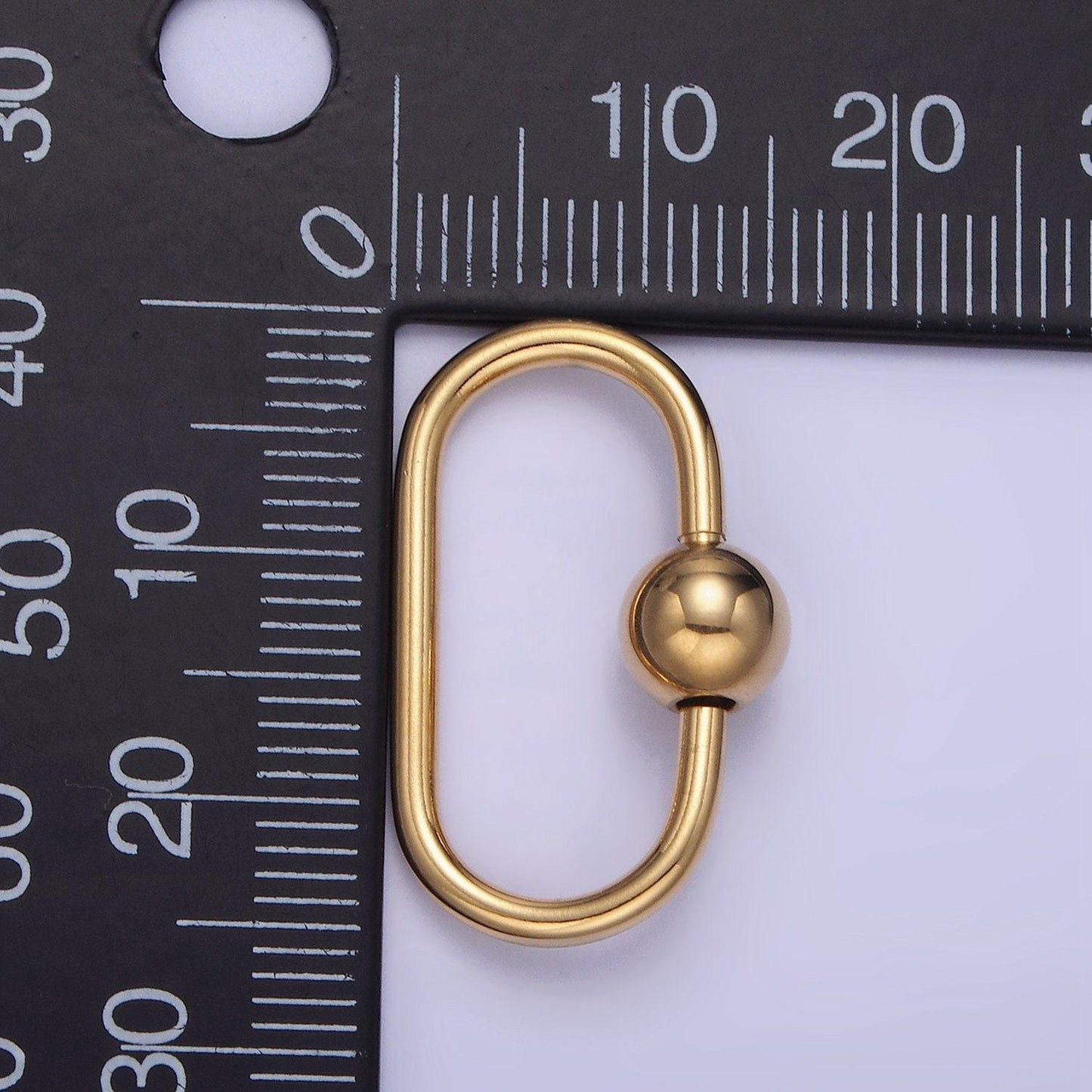 Stainless steel 25mm bead oval oblong carabiner closure finding | z-691