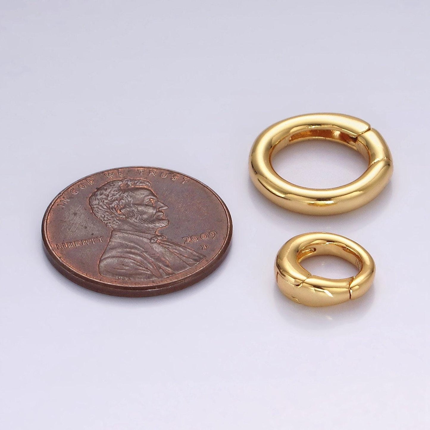 14k gold filled 14.5mm, 10mm push round spring gate ring jewelry closure findings supply | z570 z571