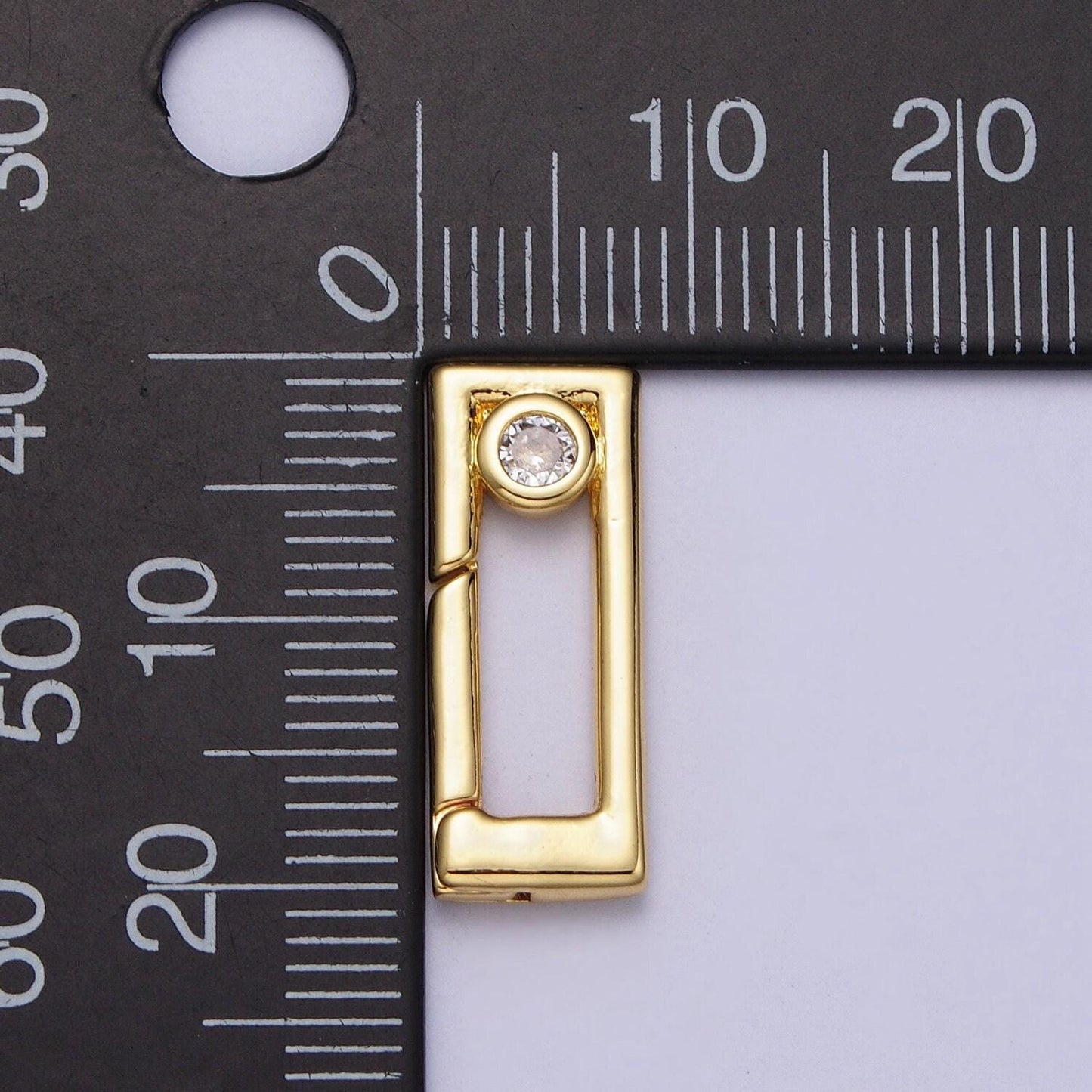 Small gold spring gate ring, push gate ring 20.3x7.8mm rectangle charm holder gold clasp for jewelry clasp z-030