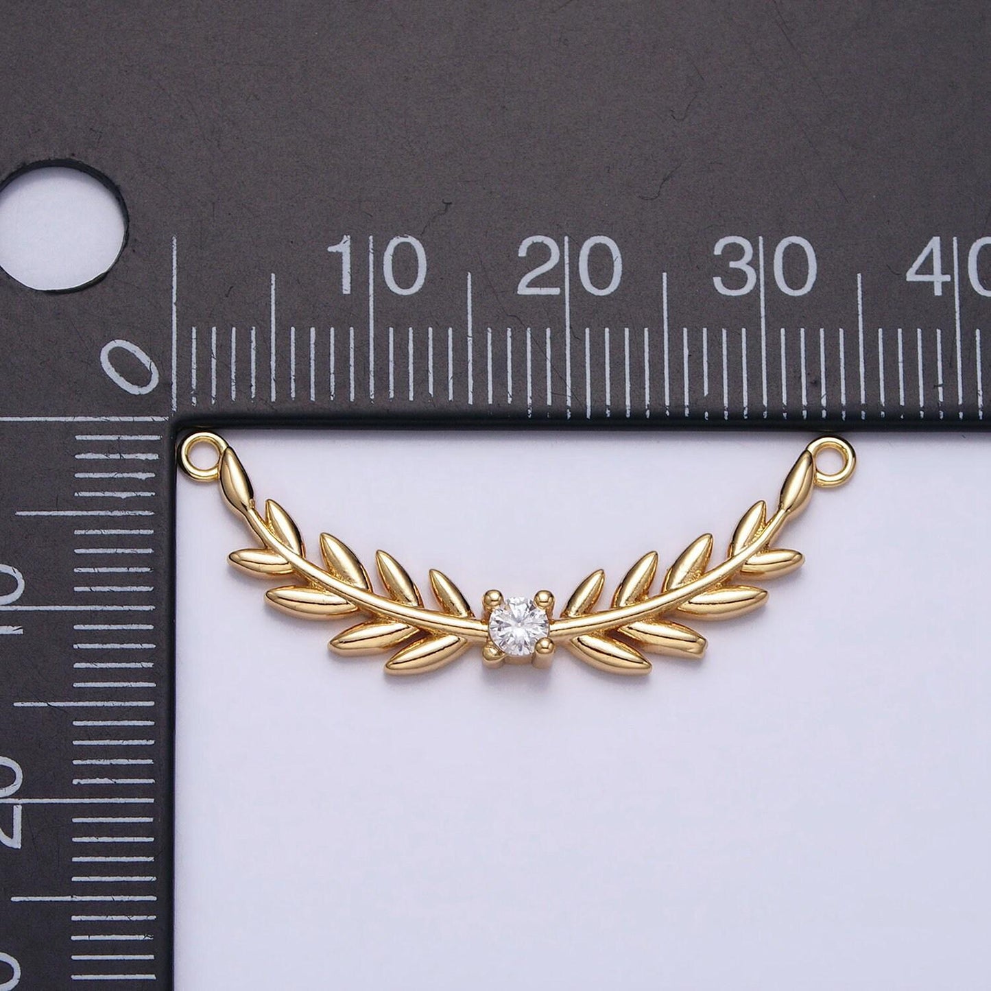 Mini gold, silver clear olive leaf wuth clear cubic zirconia link connector for necklace bracelet component | y-869