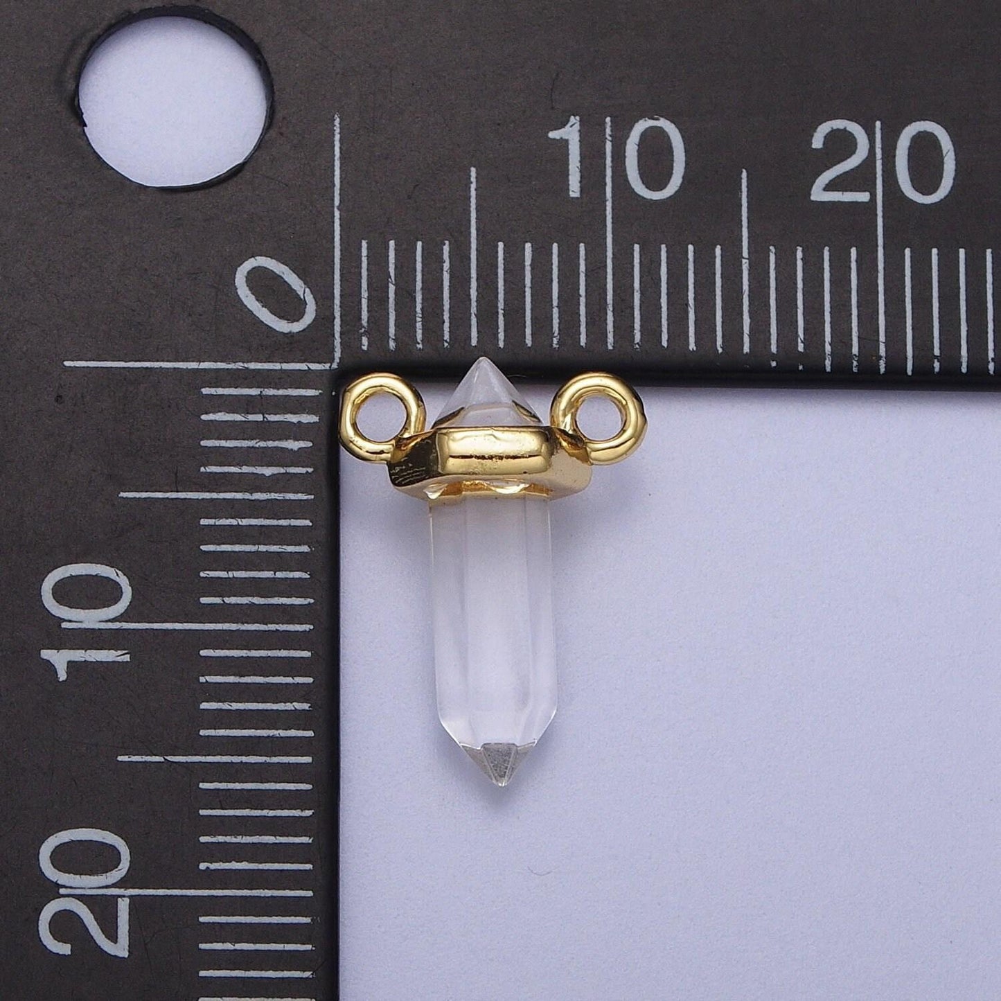 Mini crystal quartz pointed bullet pendant - quartz pendulum - clear quartz double bail charm crystal pendulum for necklace supply
