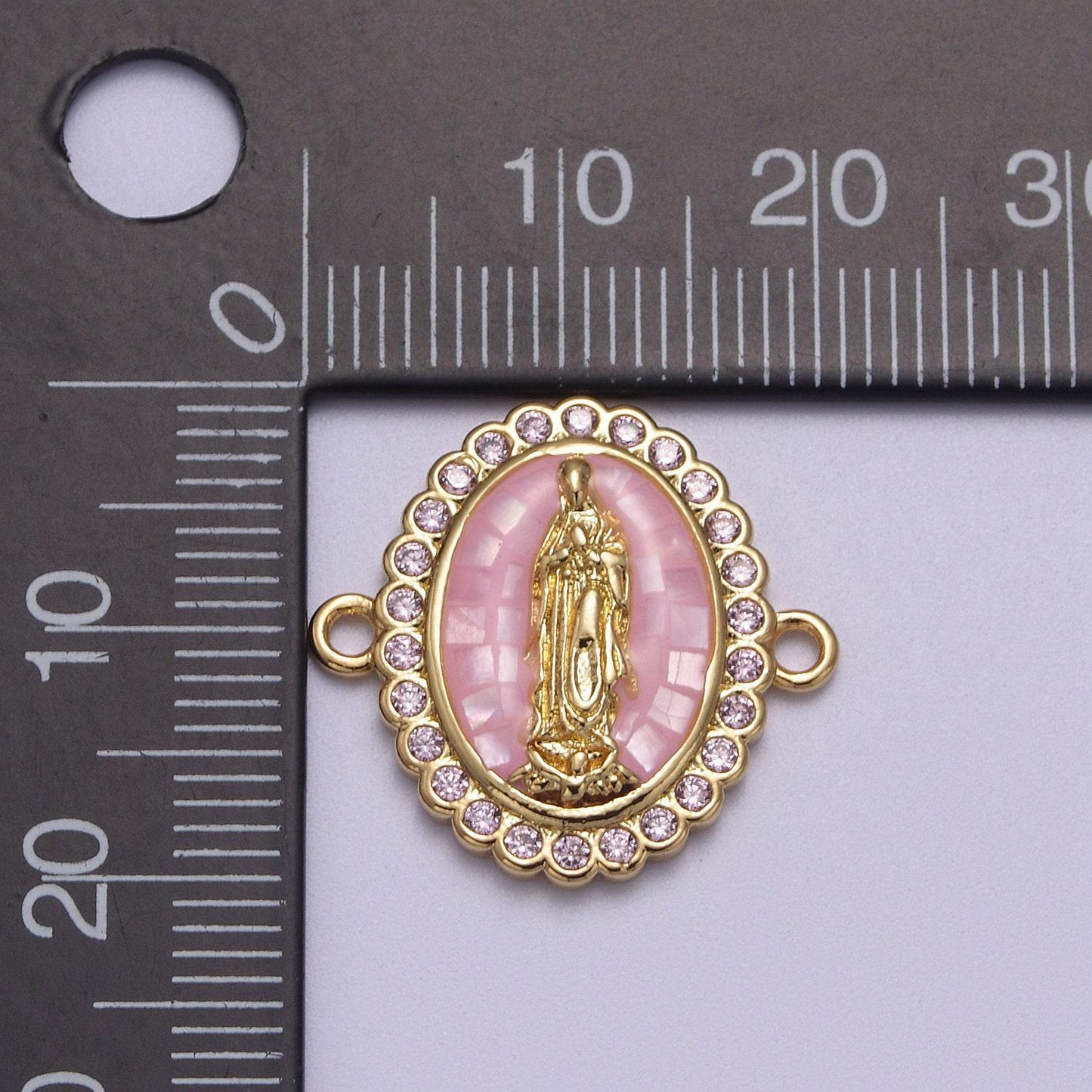 24k gold filled micro pave lady guadalupe charm connector, cz pave virgin mary charm for necklace, bracelet jewelry making y-460