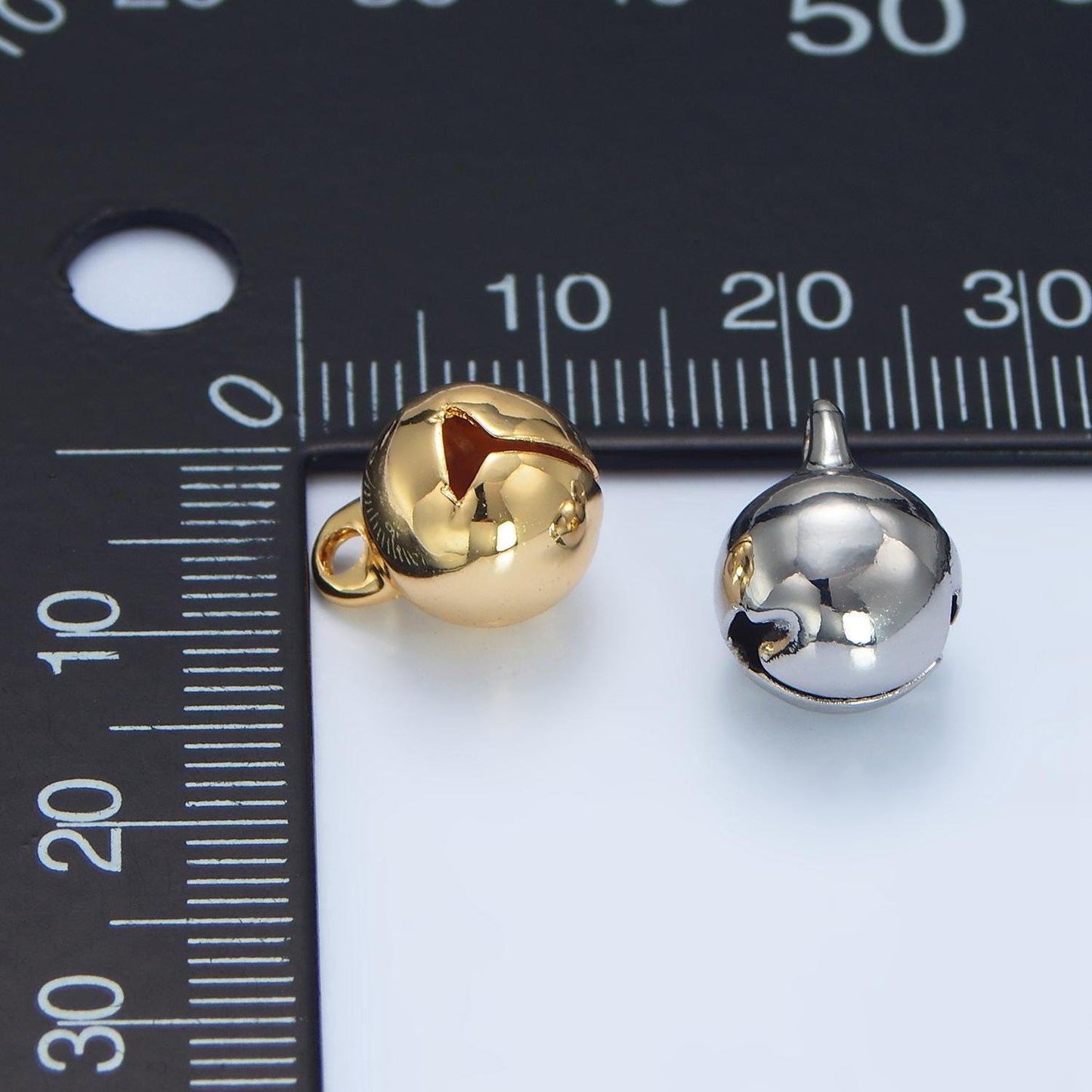 24k gold filled bell pendant charm, tinkle jingle bell pendant charm, white gold / gold pendant charm for diy jewelry 10x13 mm x883