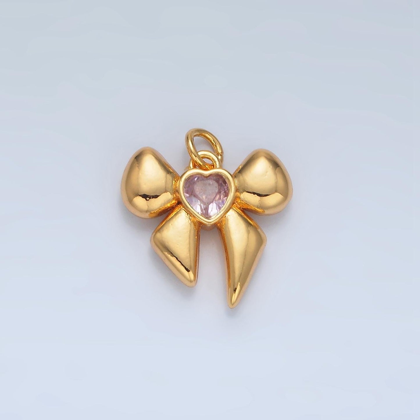 Gold bow charm micro pave ribbon charm clear cubic charms cz gold charm dainty minimalist jewelry supply e361