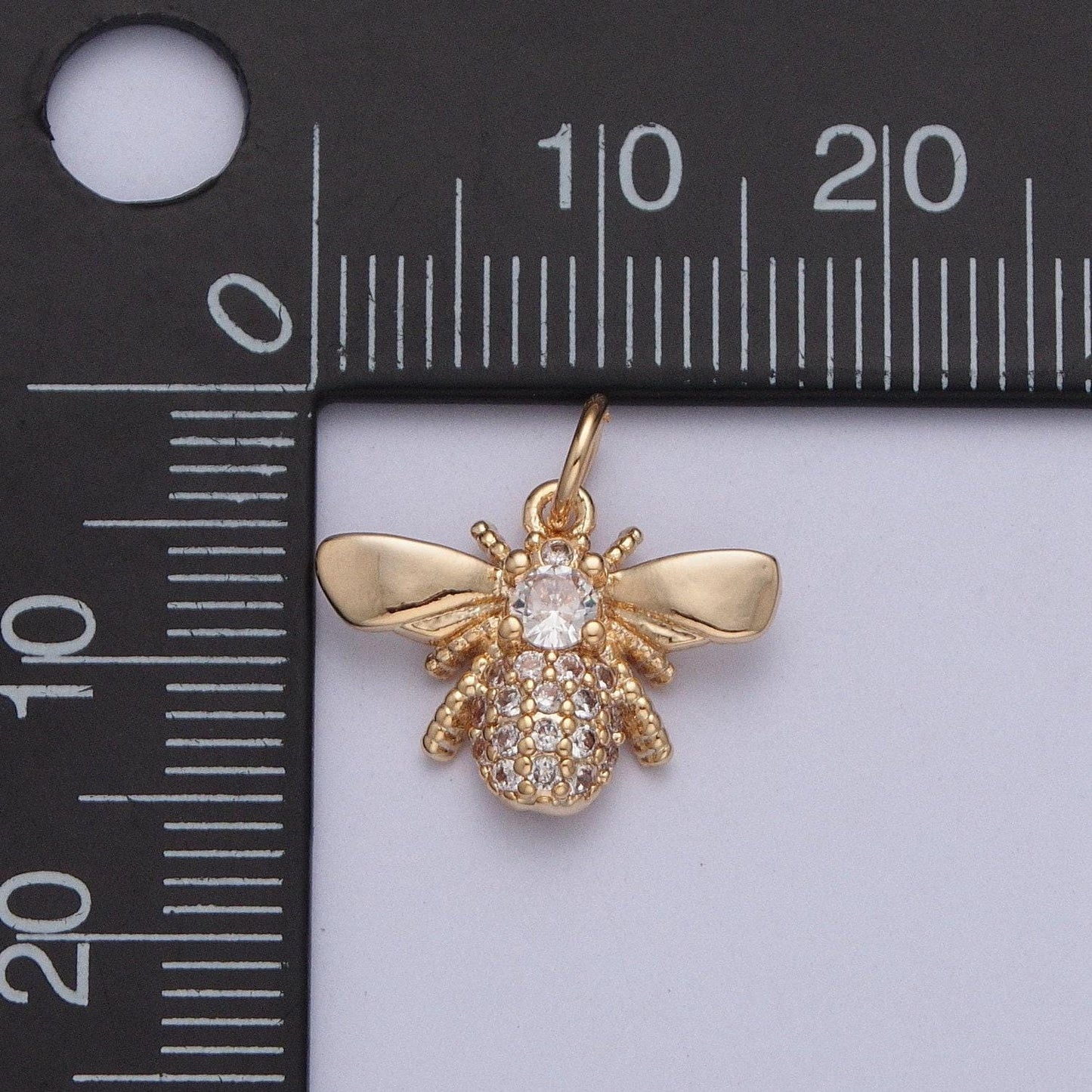 16k gold plated dainty wasps winged flying insects micro pave cz pendant, gold wasp spiders charm, minimalist layering necklaces | x-207