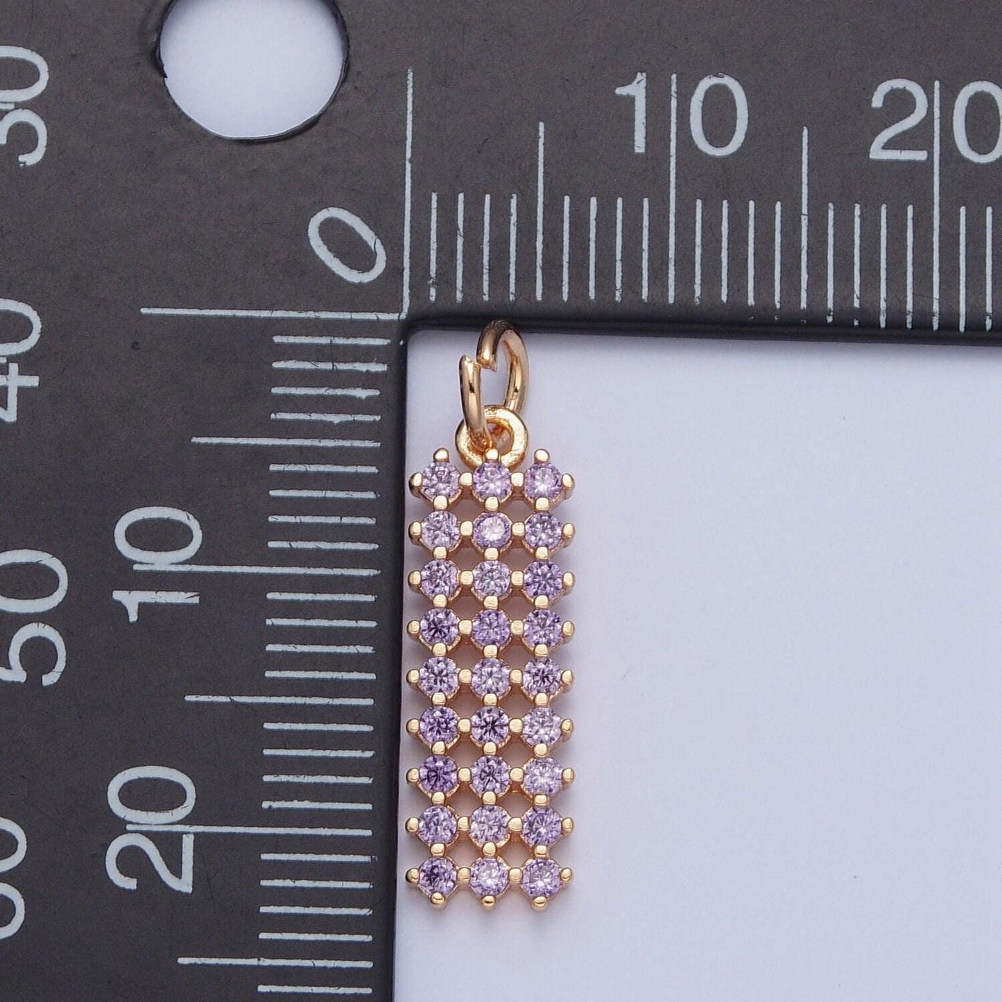 14k gold filled rectangular colored mesh net micro pave cz stones pendant, rectangle statement charm for necklace | x-168~x-173