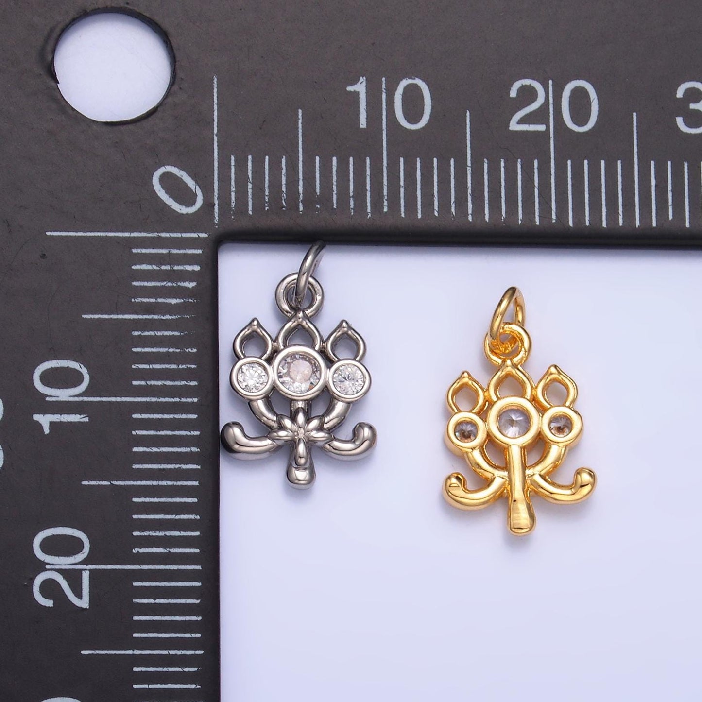 24k gold filled cz flower Charm mini charm | w373