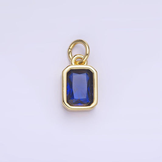 24k gold filled square multifaceted cubic zirconia stone personalized tag add-on charm birthstone charm earring bracelet supply | w748