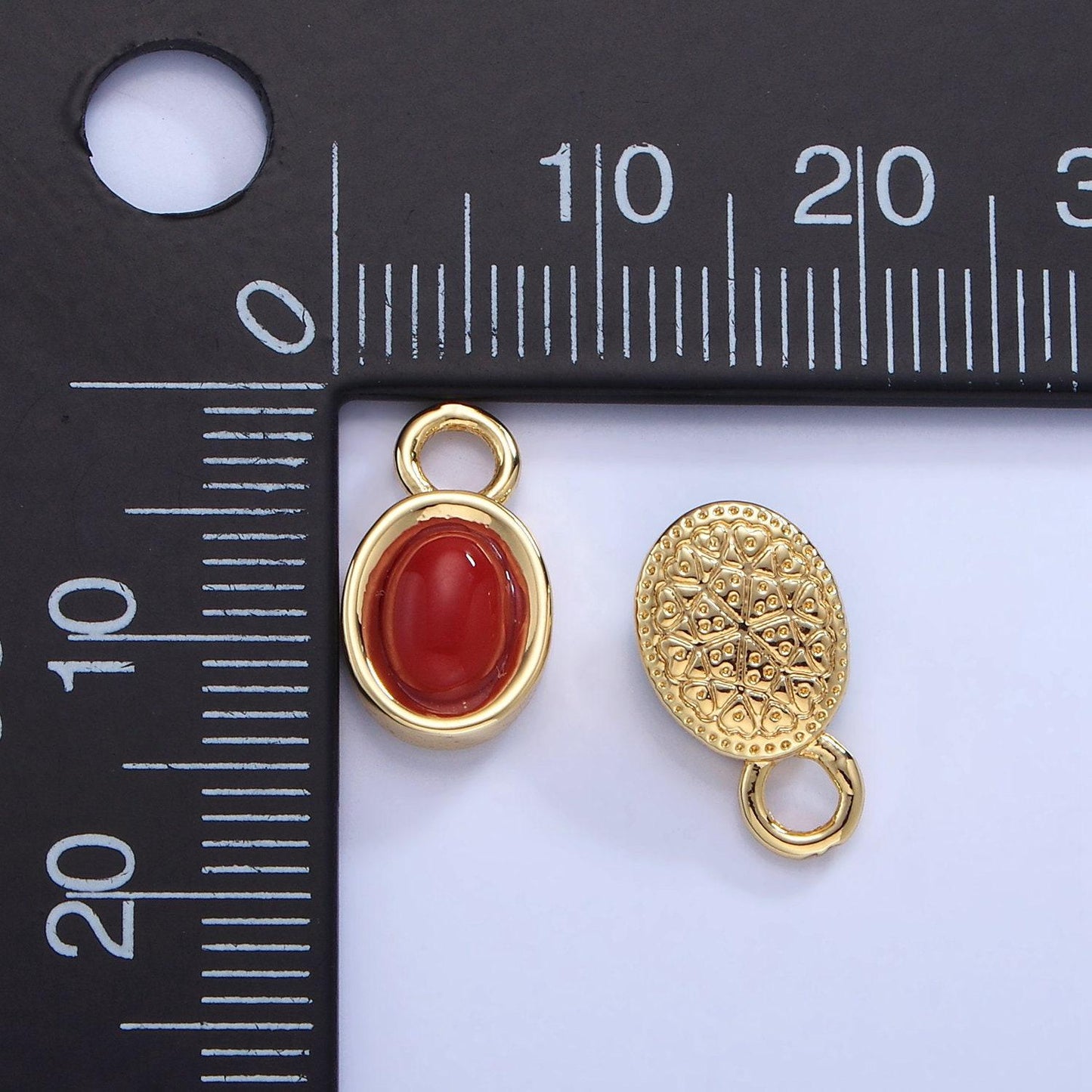 14k gold filled red carnelian oval bezel cut charm turquoise bead stone charm | w585