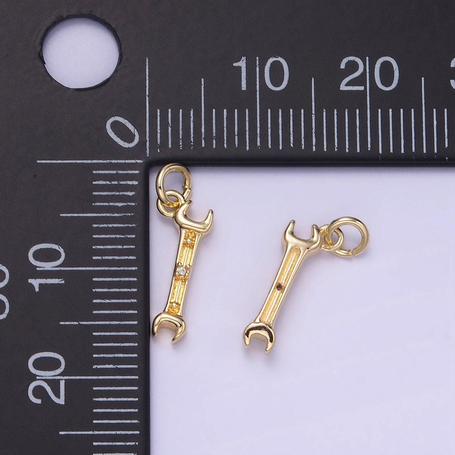 Mini gold wrench charm spanner pendant gold mechanic charm cool charm w556
