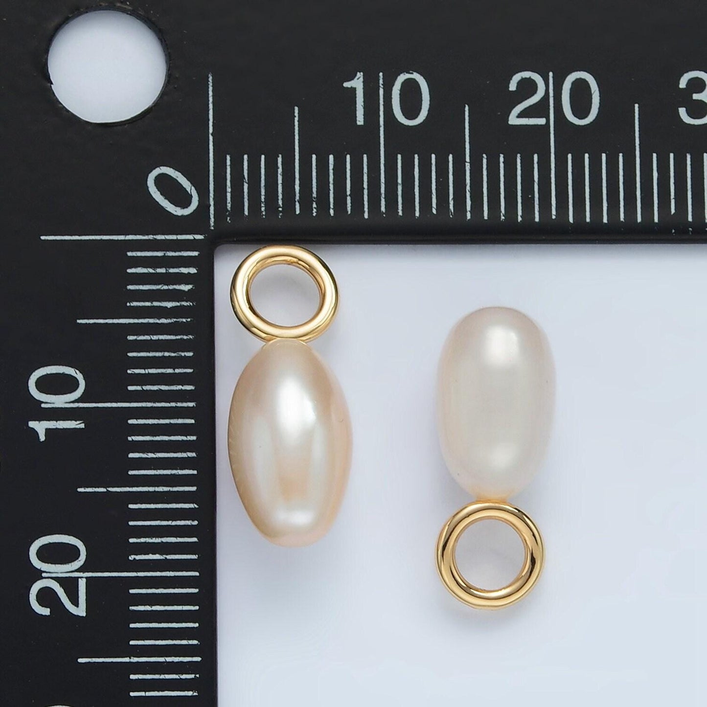 16k gold filled 18mm white freshwater pearl drop pendant | p-1866