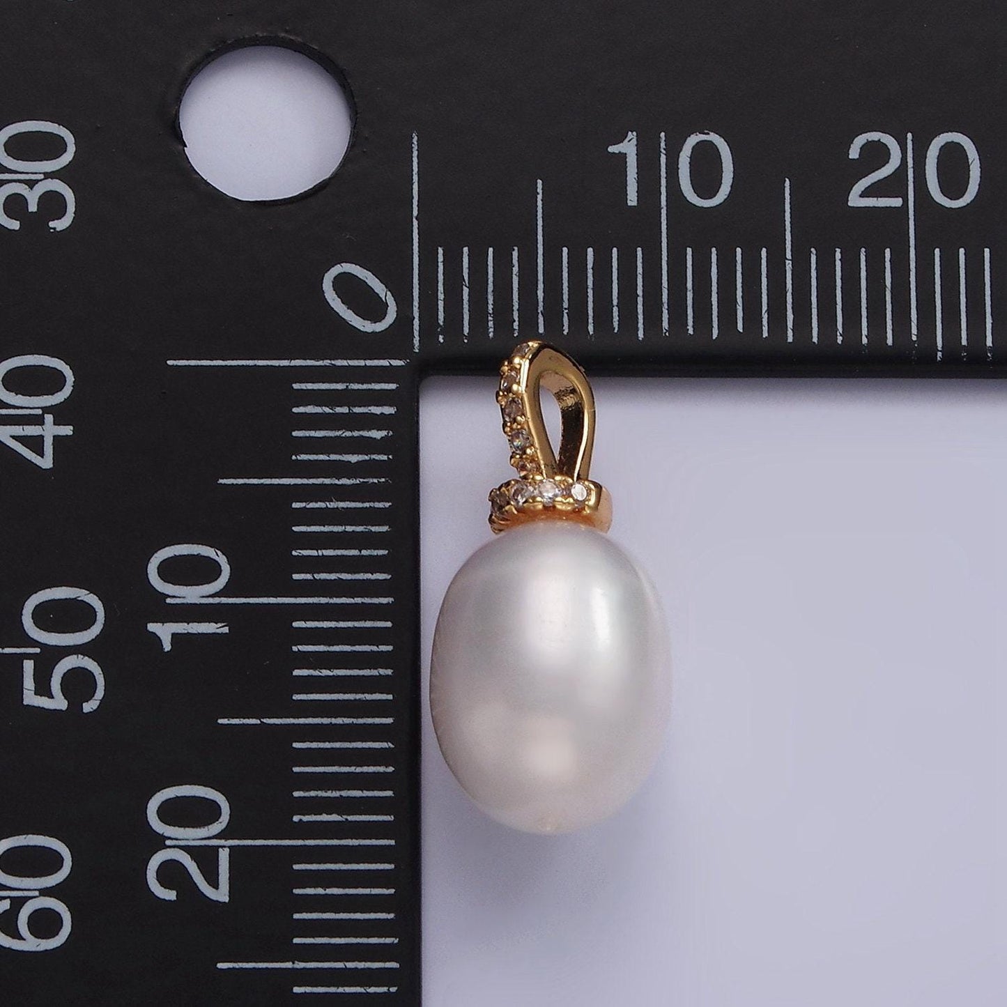 Cz big hole 14k gold filled 20mm freshwater pearl button drop for wedding minimalist jewelry for necklace earring component | p1628