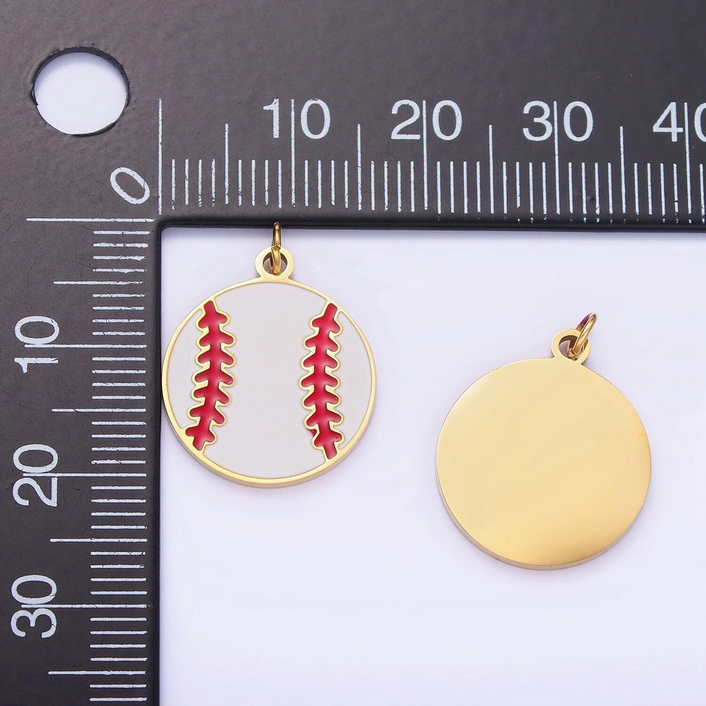 Stainless steel enamel baseball red lacing charm sport ball pendant game day team bracelet necklace charm inspired | p-966