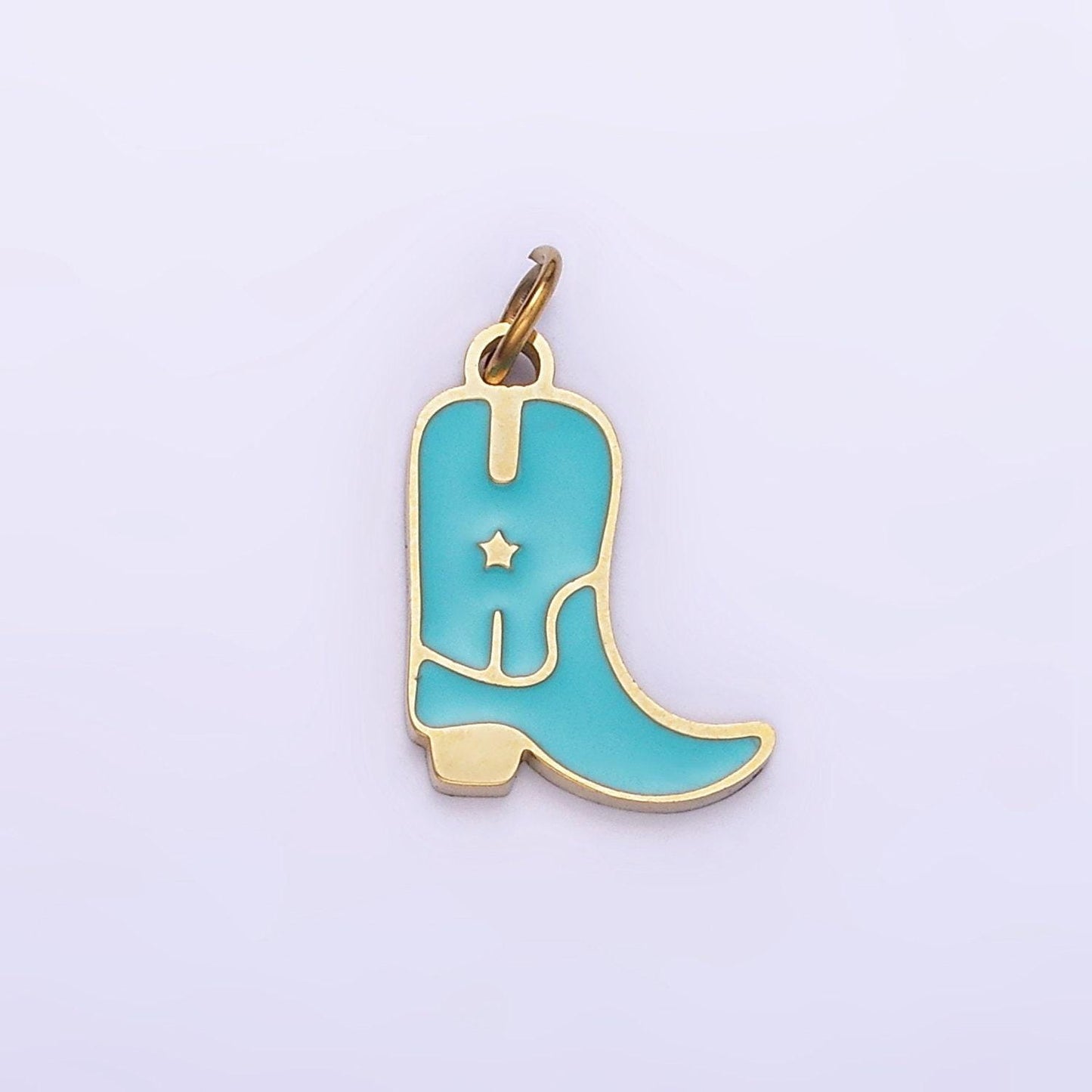 Stainless steel 15mm cowboy enamel boots charm | p-959