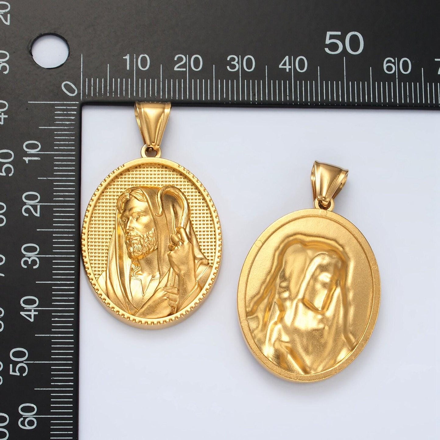 Gold stainless steel jesus pendant charm the shepherd pendant religious pendant christian catholic jewelry medallion pendant p1469