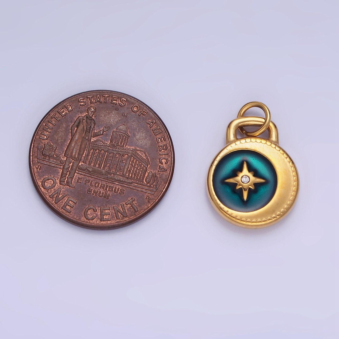 Stainless steel gold turquoise star charm north star coin pendant for bracelet necklace charm jewelry making supply p1383