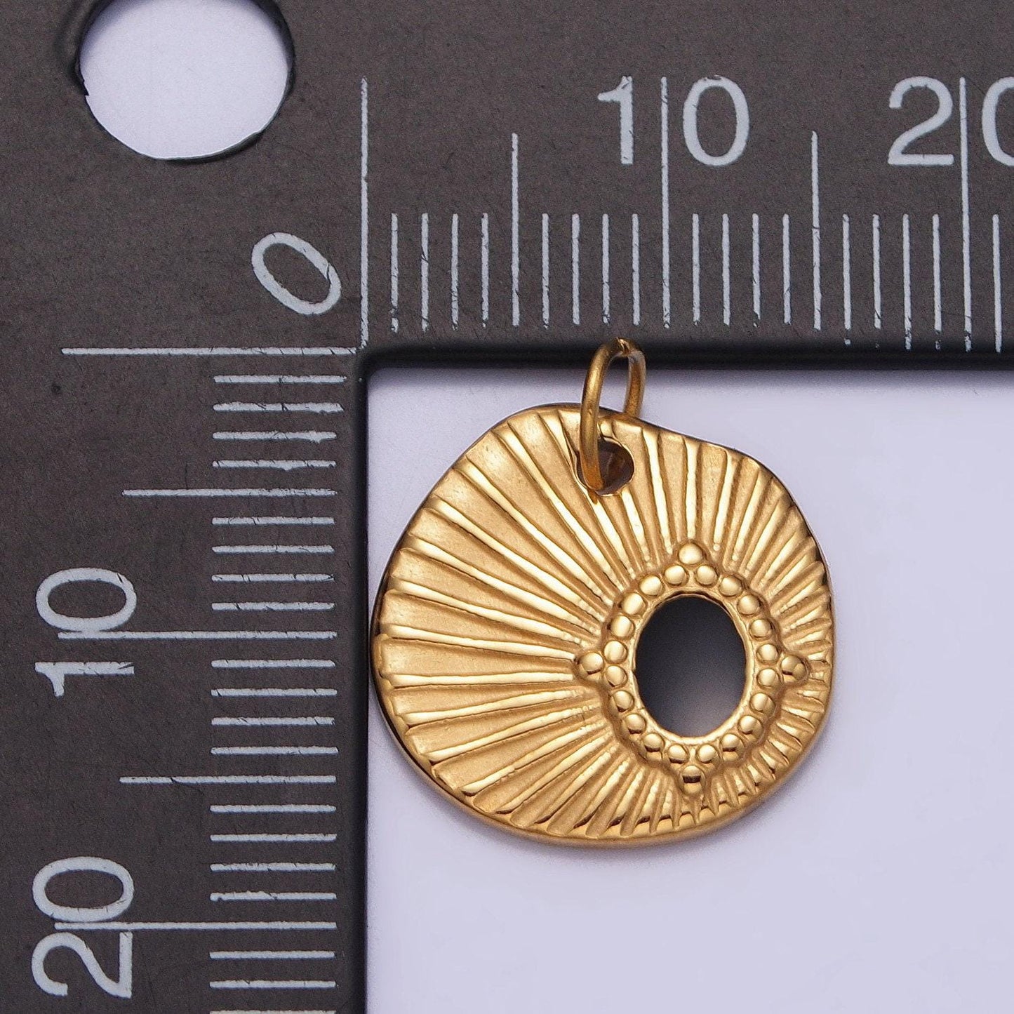Stainless steel black oval abstract sunburst charm in gold & silver | p-1228 ab1117