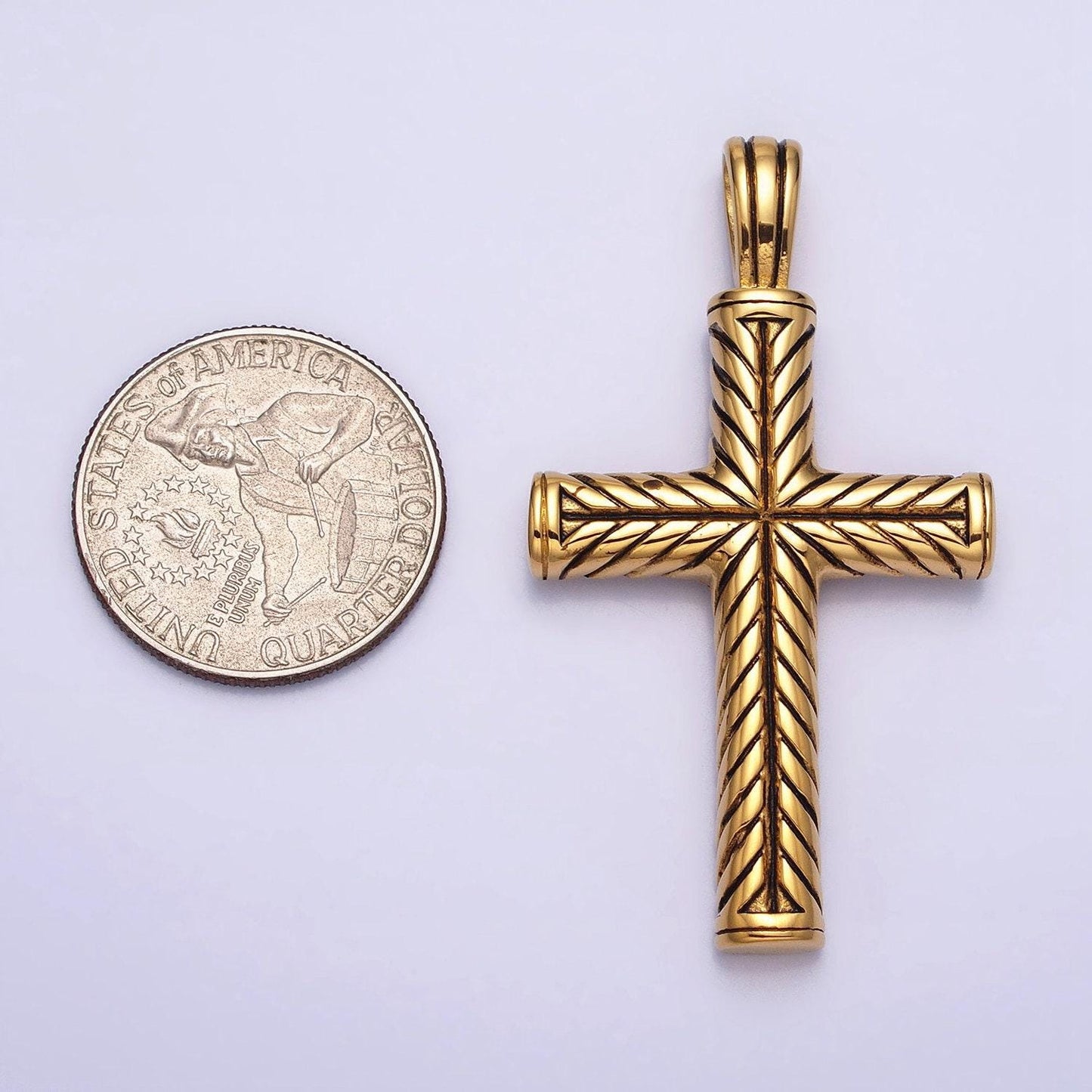 Men chevron cross necklace pendant stainless steel chevron cross charm necklace religious statement jewelry making supply