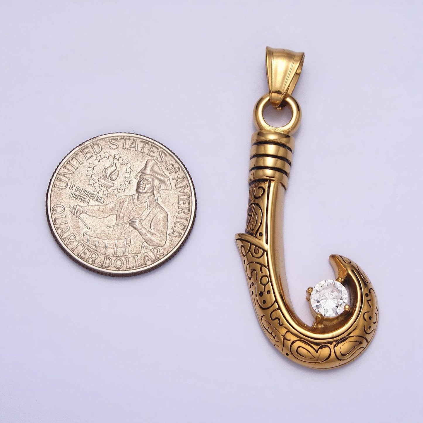 Men hawaiian fishing fish hook pendant necklace stainless steel jewelry heavy weight jewelry statement necklace supply | p-1104