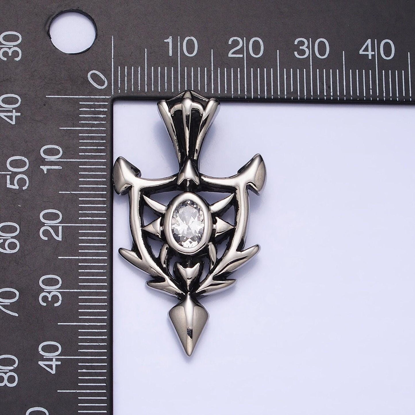 Stainless steel shield pendant cz knight warrior charm for men jewelry component p-1101