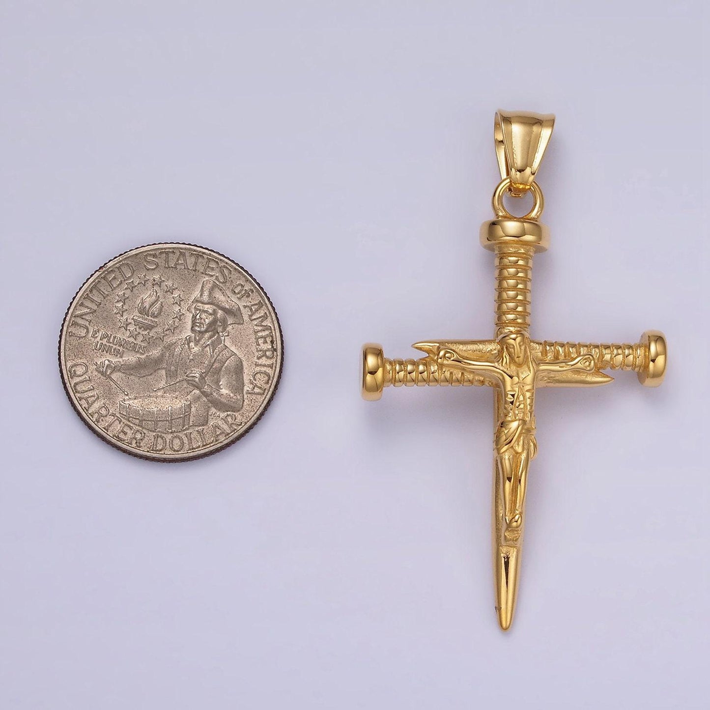 Stainless steel jesus crucifix nail religious cross pendant | p1064