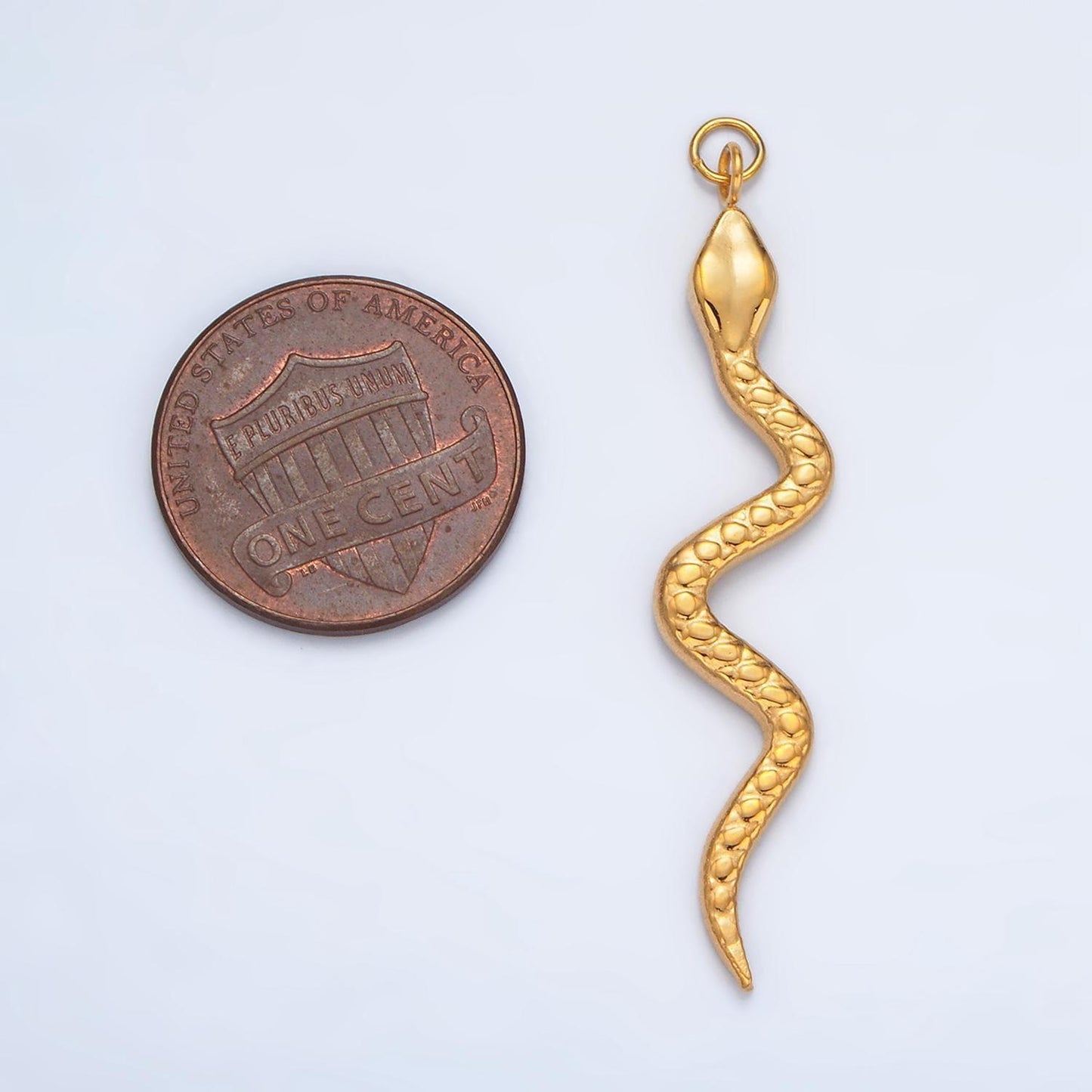 Stainless steel long slithering textured snake pendant | p-1045