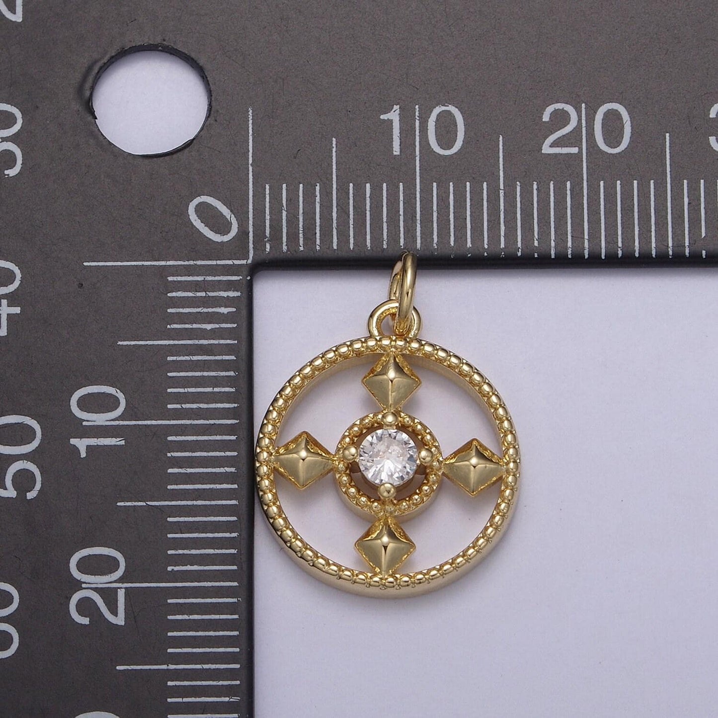 Dainty cross charm pendant piece 24k gold filled religious fashion jewelry inlaid gem n-809
