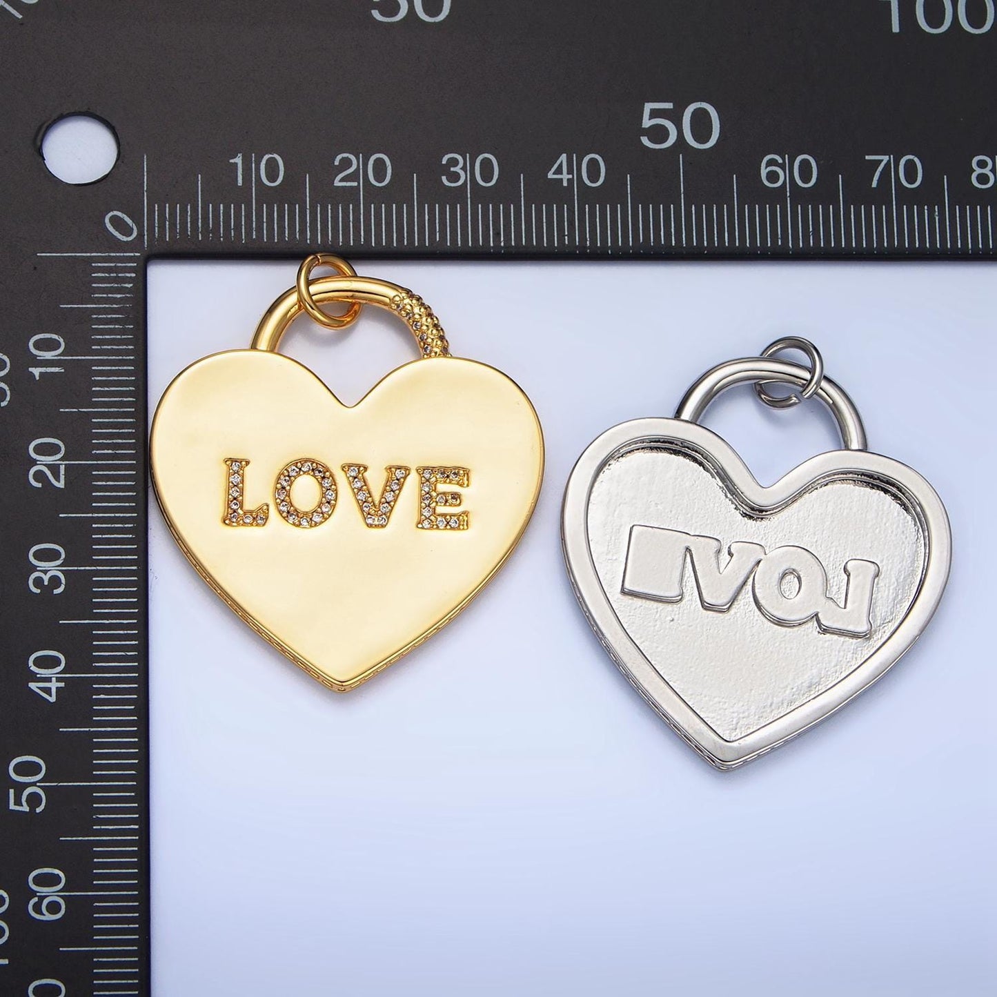 Big 24k gold filled heart charm padlock love pendant for statement center piece charm necklace jewelry making supply | n743