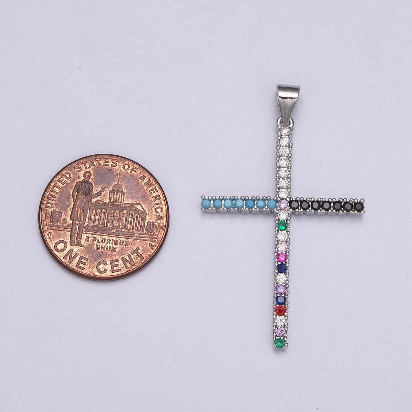 Gold minimalist cross multi color micro pave cubic zirconia necklace pendant bracelet earring component for religious jewelry n-515 ~n-516