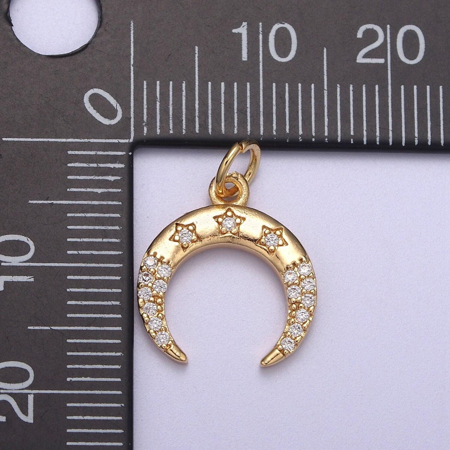 Dainty gold crescent moon charm upside down tusk moon jewelry add on charm for necklace bracelet earring n-287