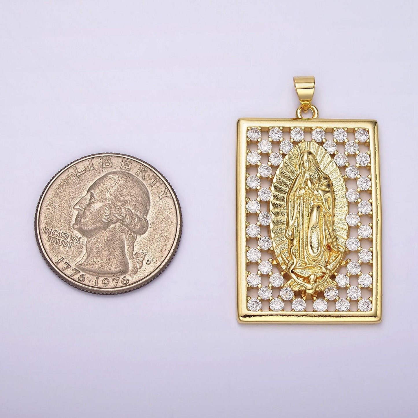 Gold virgin mary medallion lady guadalupe necklace pendant mother mary charm religious catholic jewelry supply n-1944
