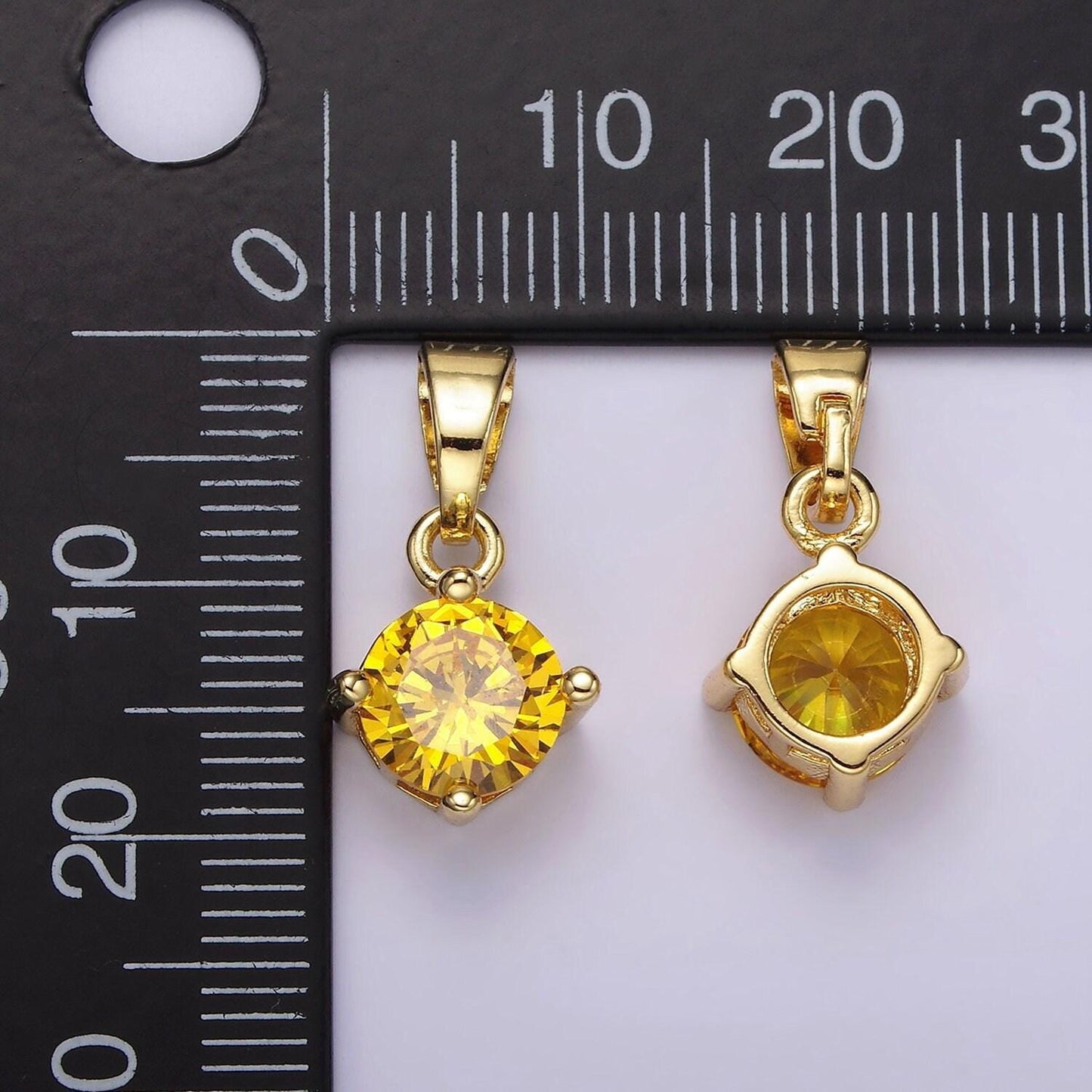 14k gold filled yellow round cz november birthstone solitaire pendant | n1936
