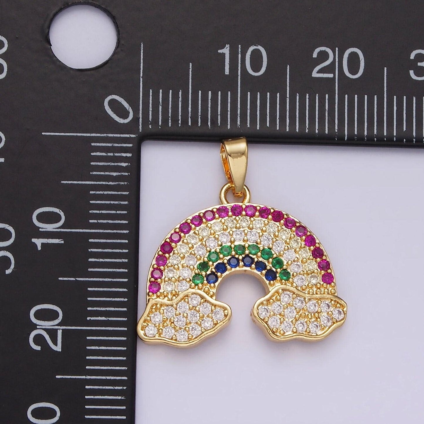 14k gold filled rainbow charm micro pave cloud charm, rainbow cz charms gold colorful charm dainty minimalist jewelry supply n1825