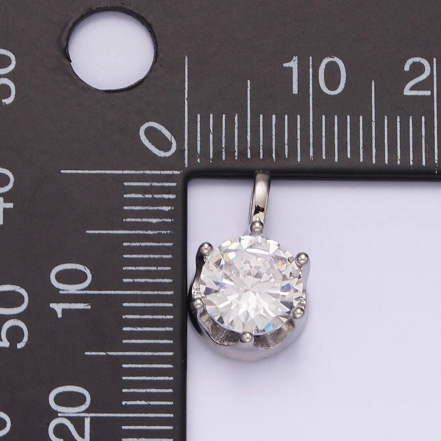 Clear cubic zirconia silver pendant, solitaire clear cubic charm for easy self-making jewelry dangle pendant necklace n-1817