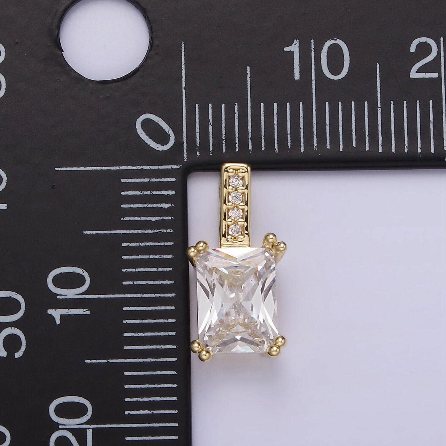 Unique emerald cut solitaire pendant necklace square cz diamond charm for bridal wedding necklace dainty necklace n-1806