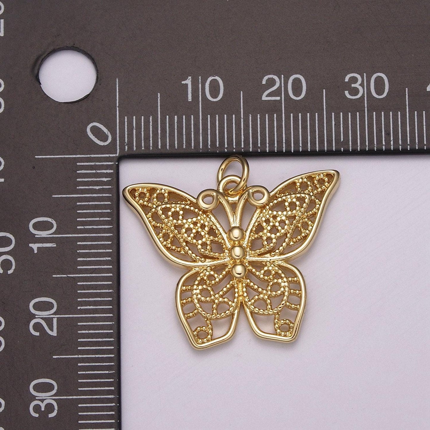 Filigree butterfly charm gold pendant, monarch pendant charm for bracelet earring necklace n-162, n-163