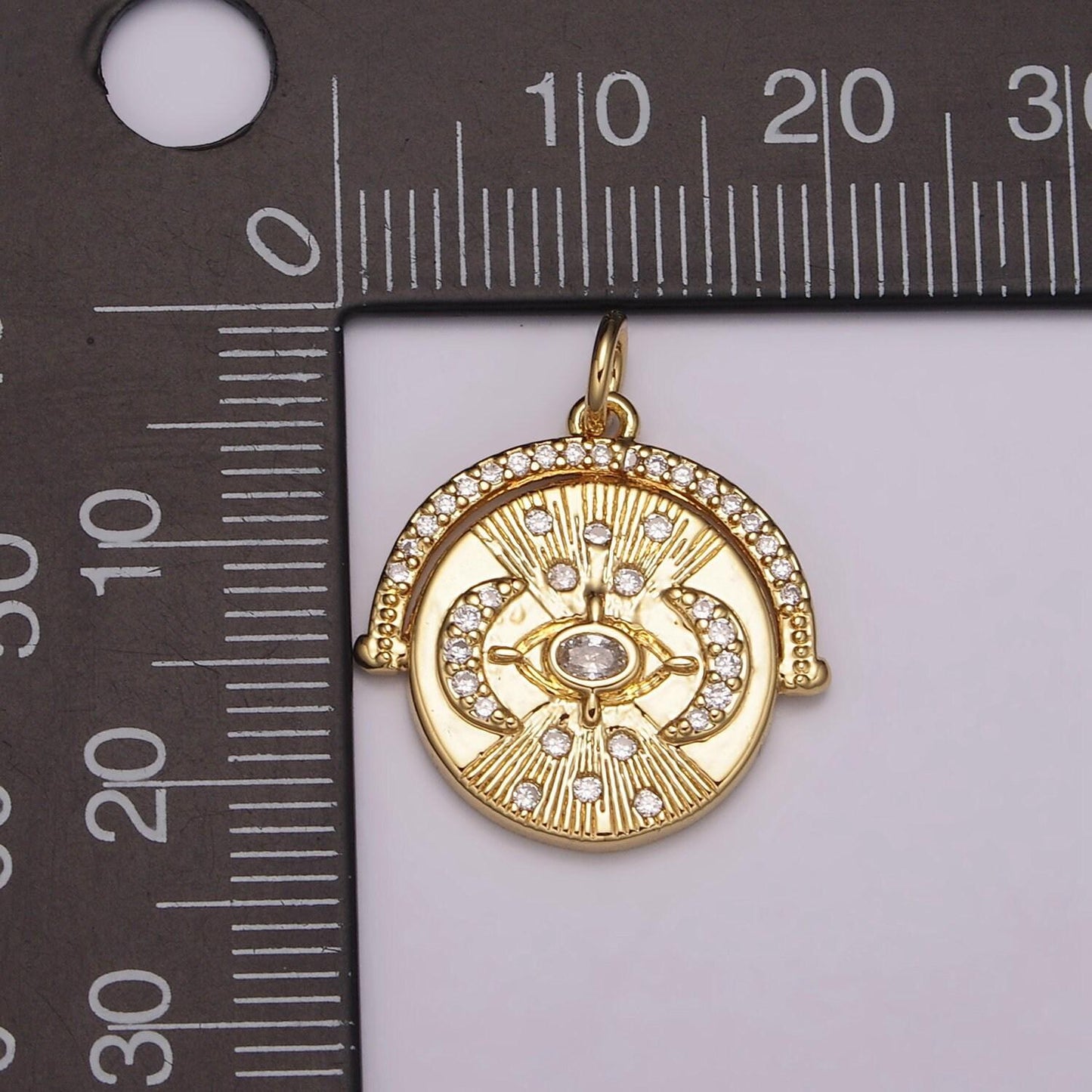 24k gold filled triple moon pendant for goddess necklace jewelry making micro pave medallion charm