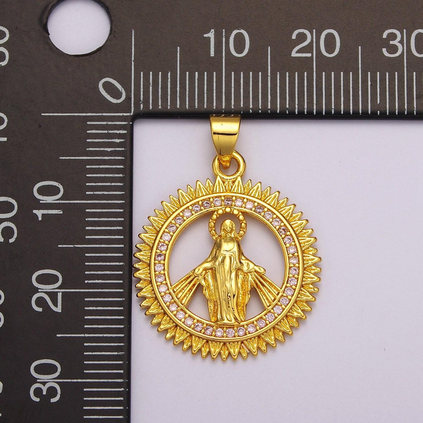 24k gold filled virgin coin mary pendant, gold medallion necklace miraculous lady layering necklace, religious necklace, gift for her