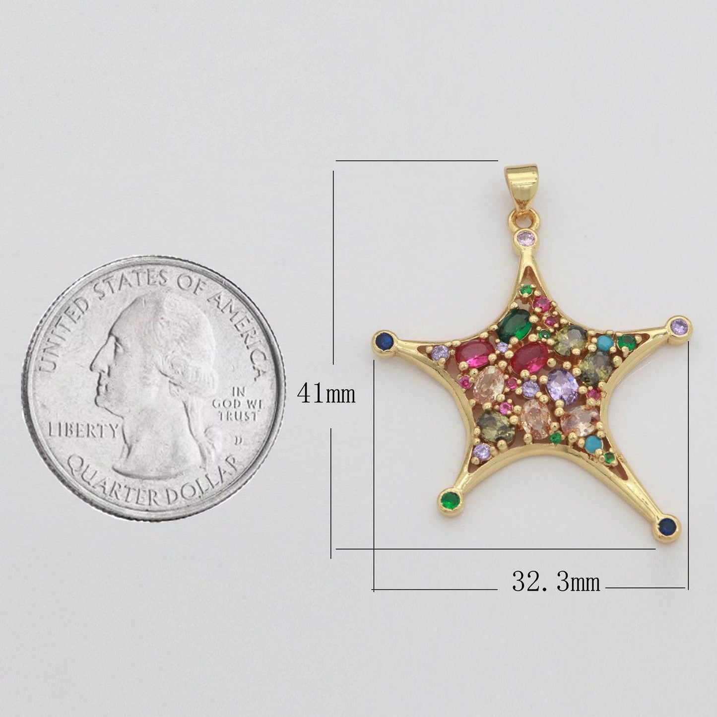 Multi color gold star charm micro pave celstial charm, rainbow cubic charms, cz gold twinkle little star charm,minimalist jewelry supply