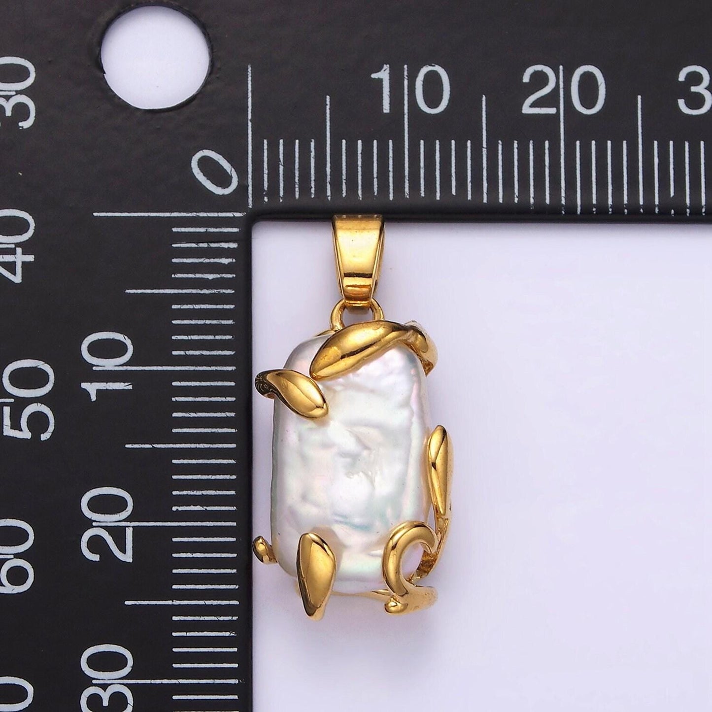 24k gold filled white baroque freshwater pearl molten drip pendant in gold & silver | n1292 n1293