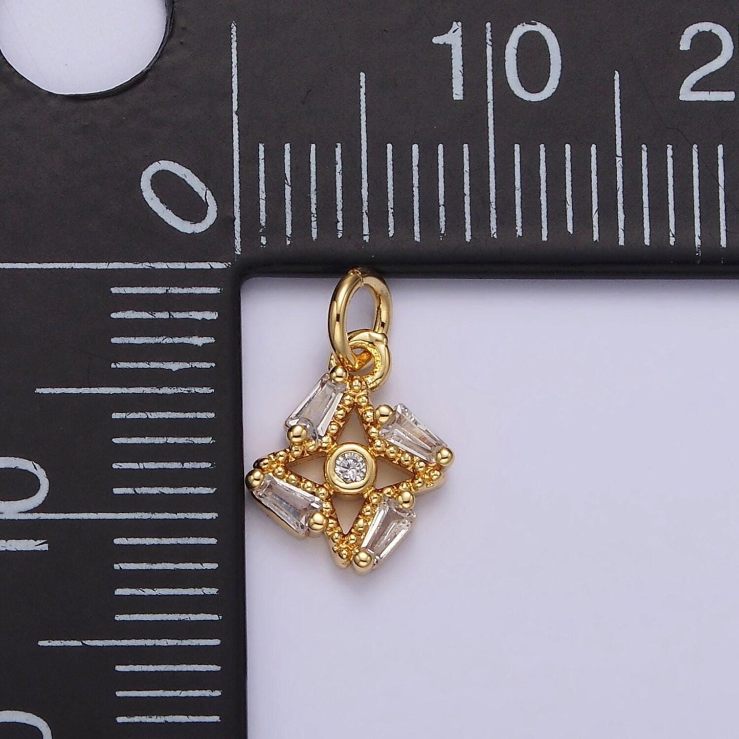 Mini star baguette cz stone celestial star add-on charm for bracelet necklace earring component | n1095