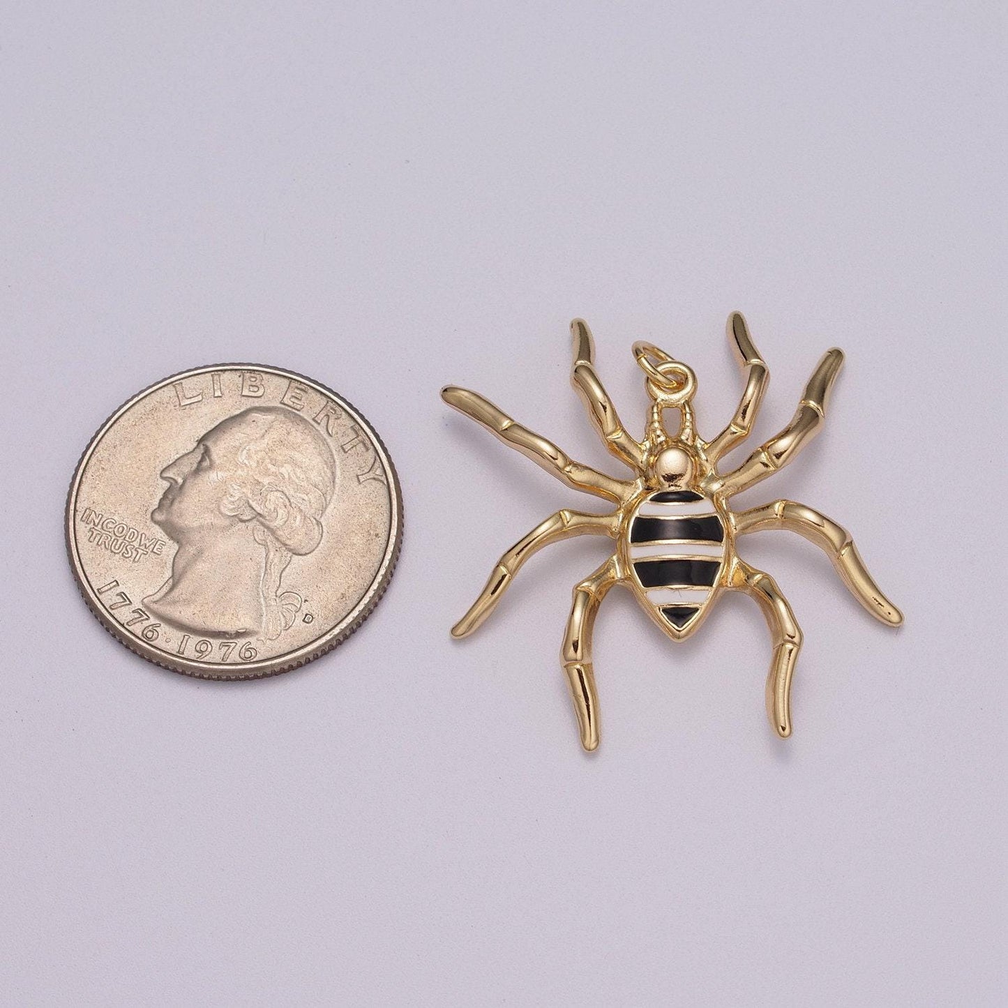 Big black spider charm pendant | enamel spider charm | halloween enamel pendants | halloween inspired spider charms | black spider charm