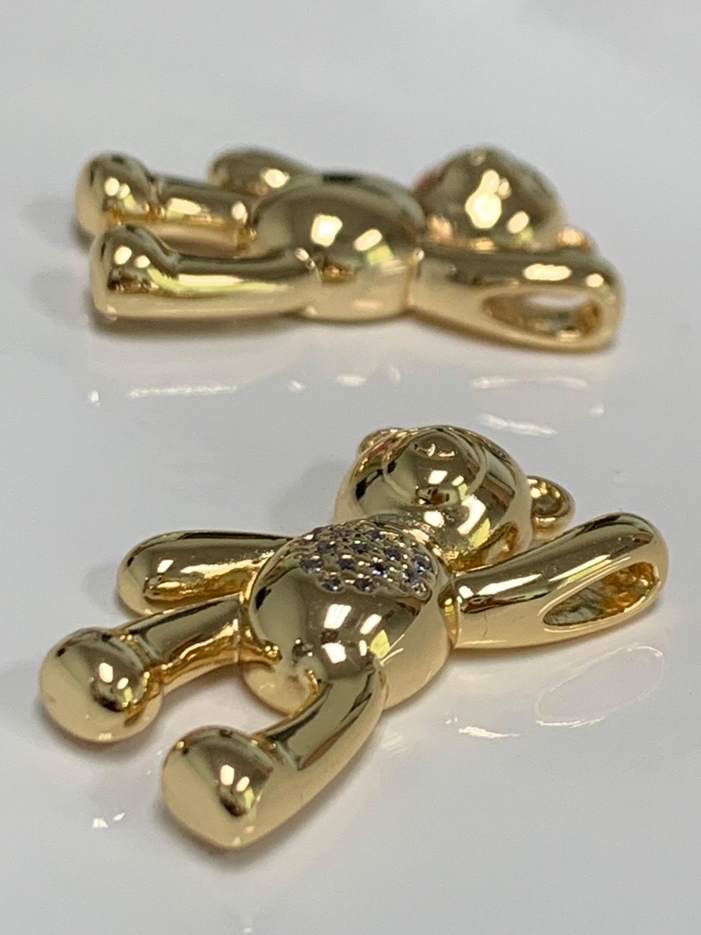 Dainty gold teddy bear charm dangle charm for necklace earring bracelet papa bear mama bear we are family jewelry making supply, m-748