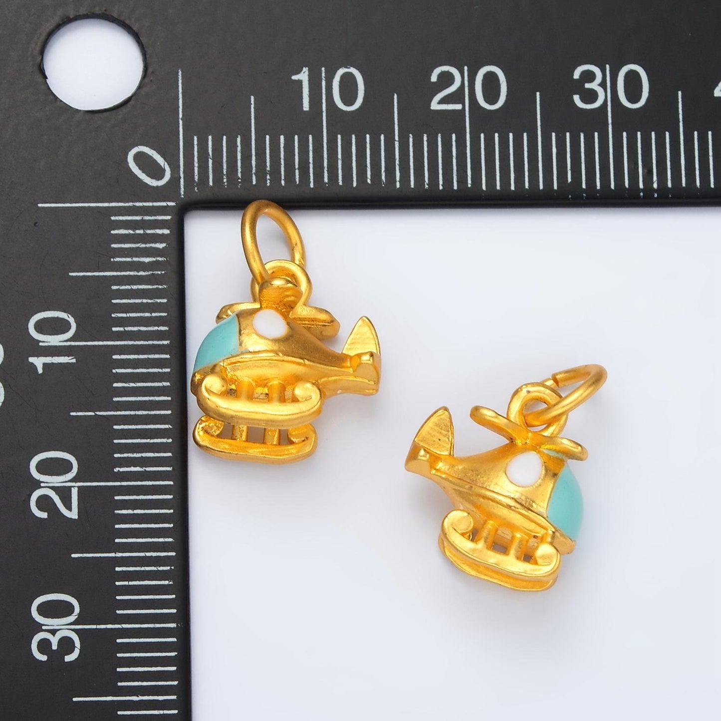 24k gold filled 13.6mm helicopter kids charm | m-153