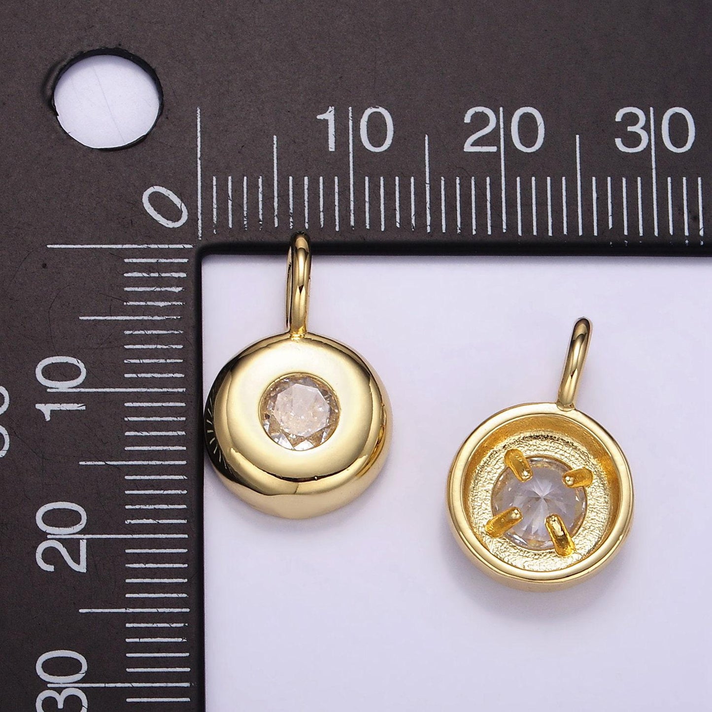 Gold cz round cricle pendant 24k gold filled charms simple findings minimalist geometry dangle pendant -jewelry supplies