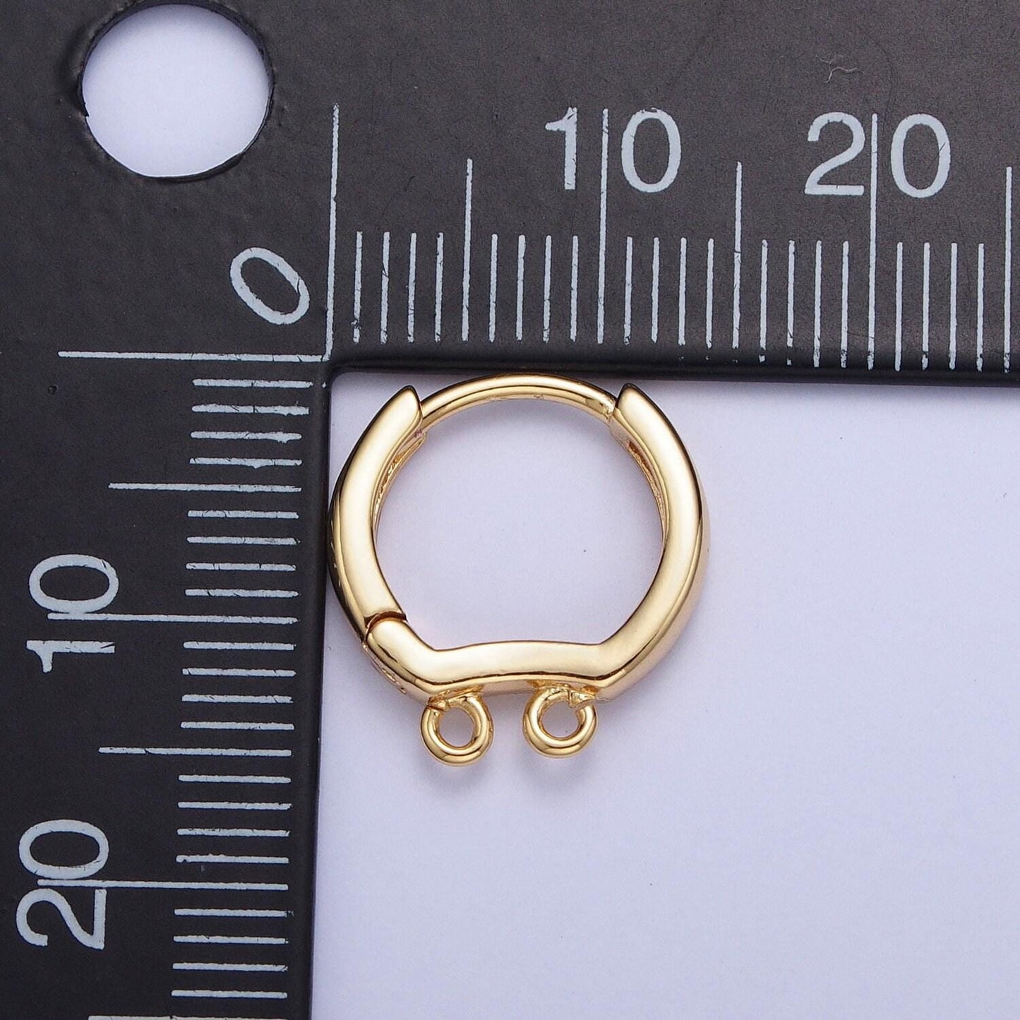 24k gold plated dainty double open link loop huggie hoop earrings supply for jewelry making | l-815